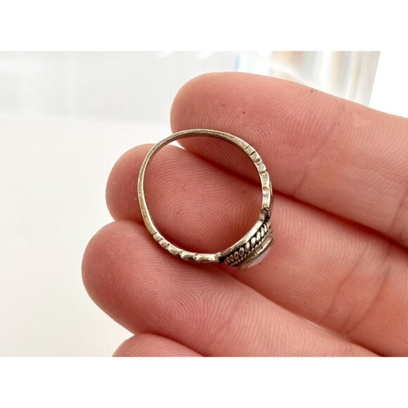Thai Made Mother of Pearl Modernist 925 Sterling Silver Vintage Ring - sz 6.25 - Picture 8 of 12